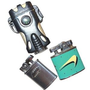 Vintage Lighter Lot Ronson Gem Omega Super Lighter SWAT Tactical Gear Compass